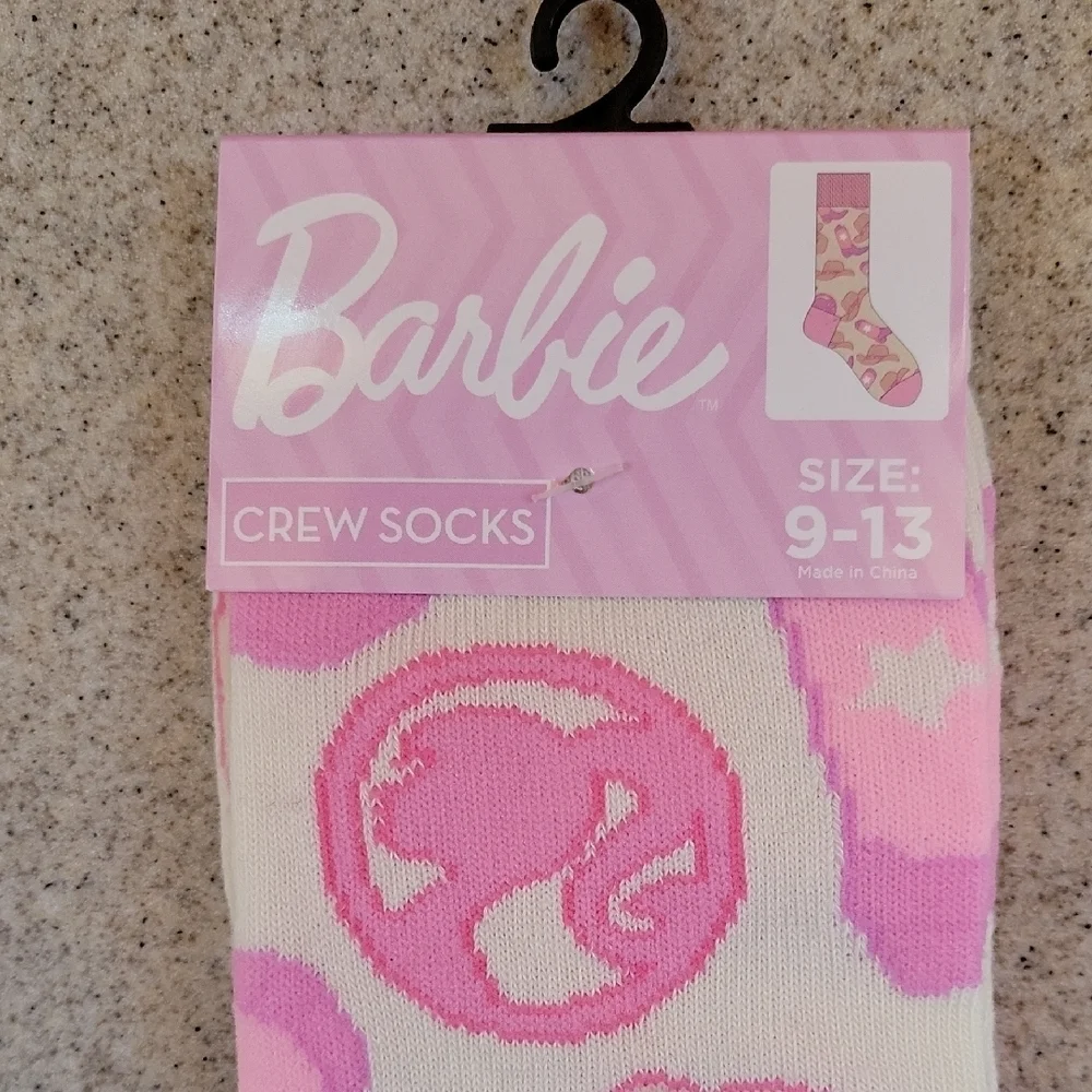 Barbie Pink and White Western Cowboy Crew Socks